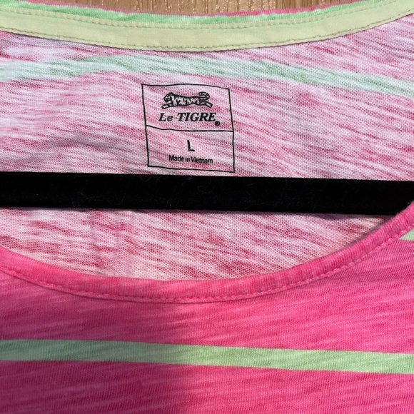 Le Tigre Pink and Green Striped Tee - Picture 4 of 7